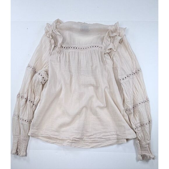 NEO NOIR Aurika S Voile Blouse Ruffle Cotton Long Sleeve Womens Size US 4 EUC 34 - Picture 10 of 10